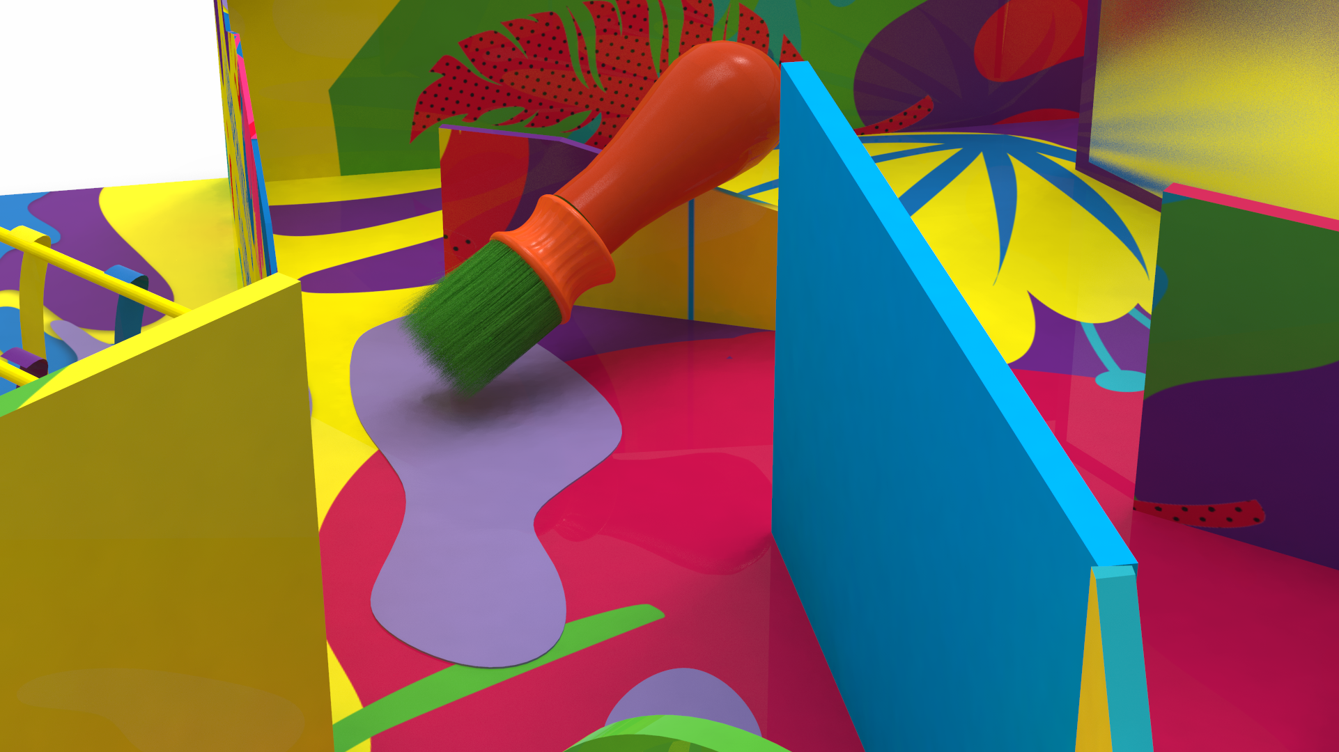 Color Maze, geometric tunnel with saturated colors
