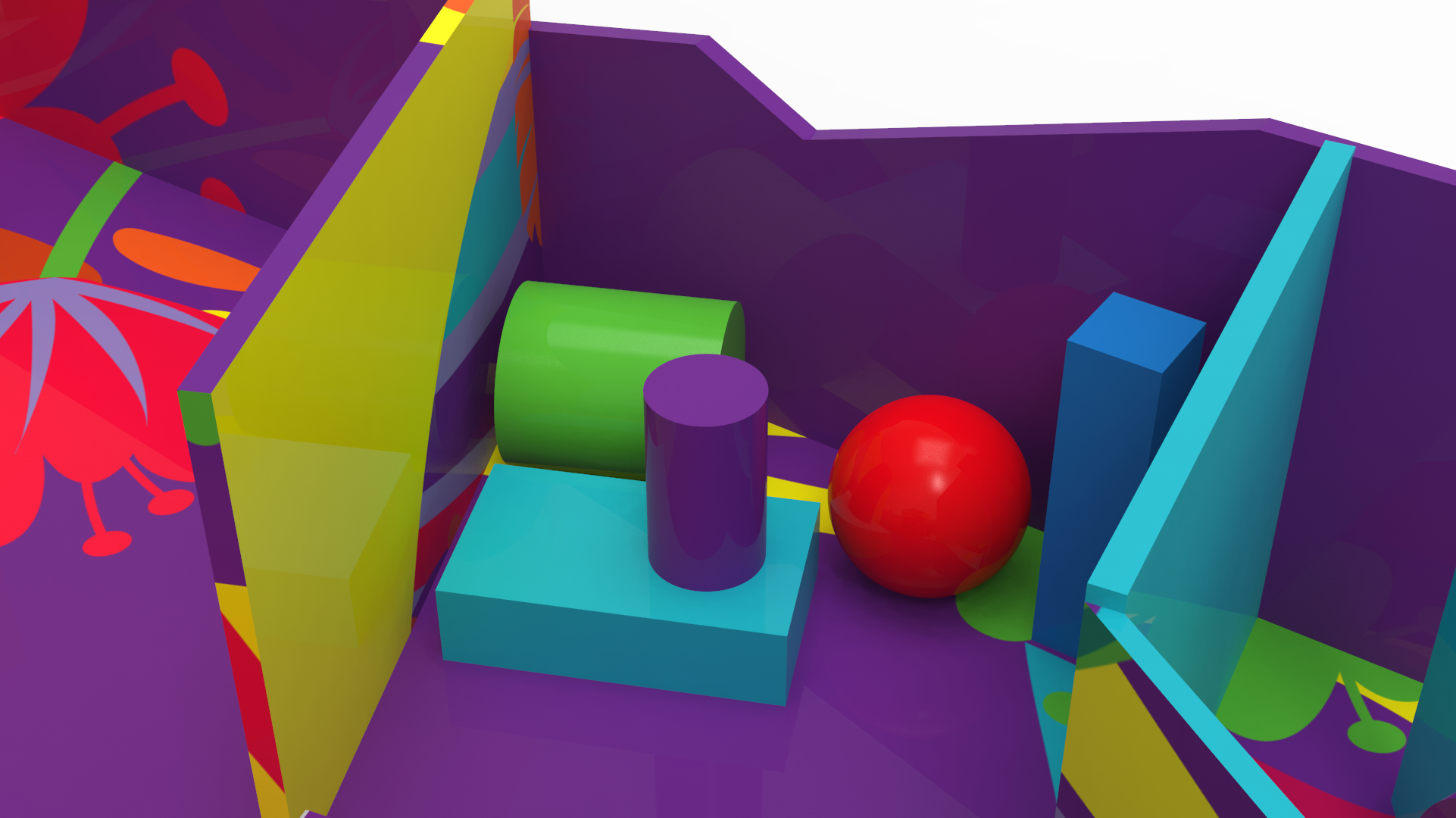 Color Maze, visitors inside colorful corridor