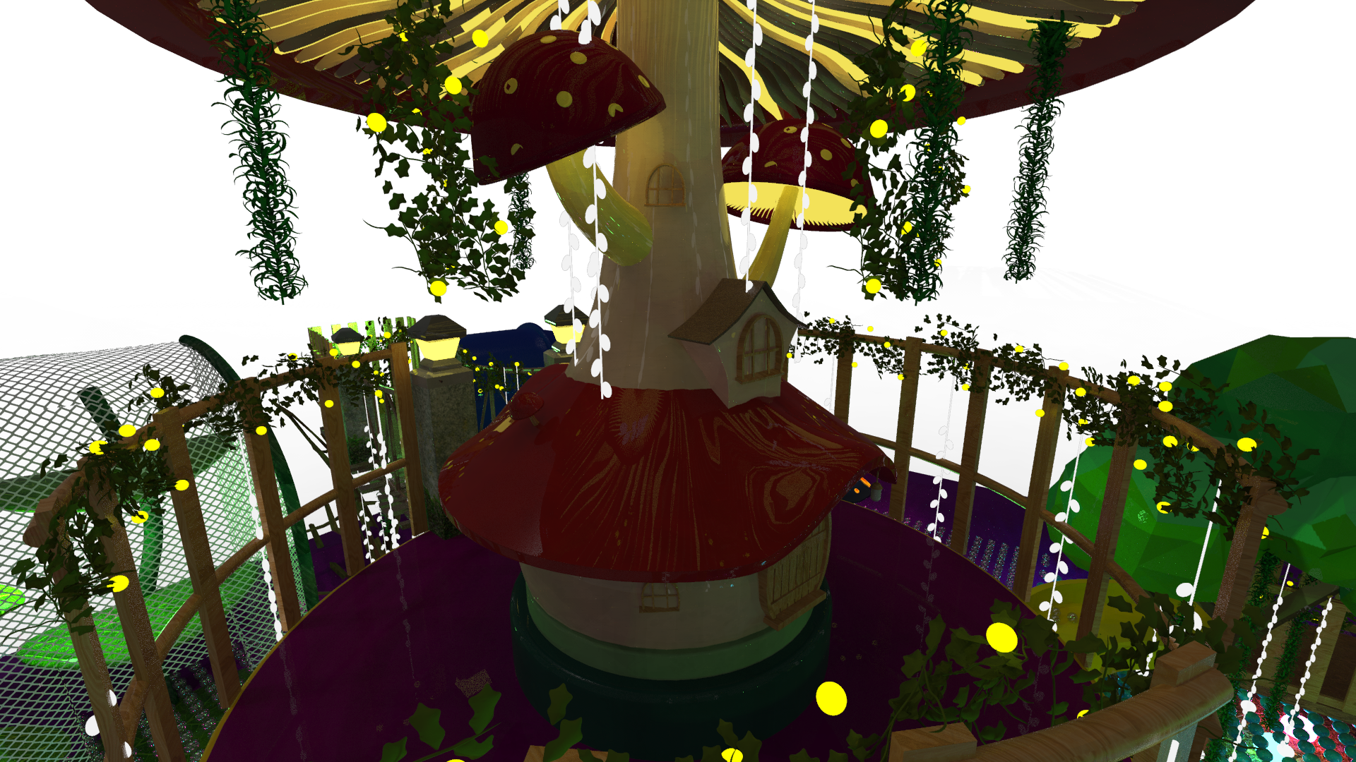 Enchanted Forest, mushroom tower with fairy lights