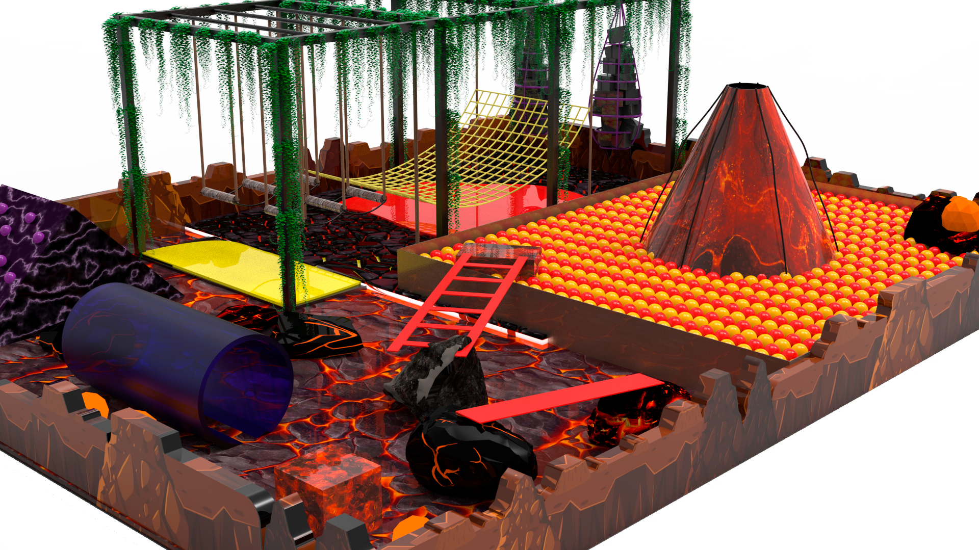 Interactive Adventure Zones, lava obstacle course