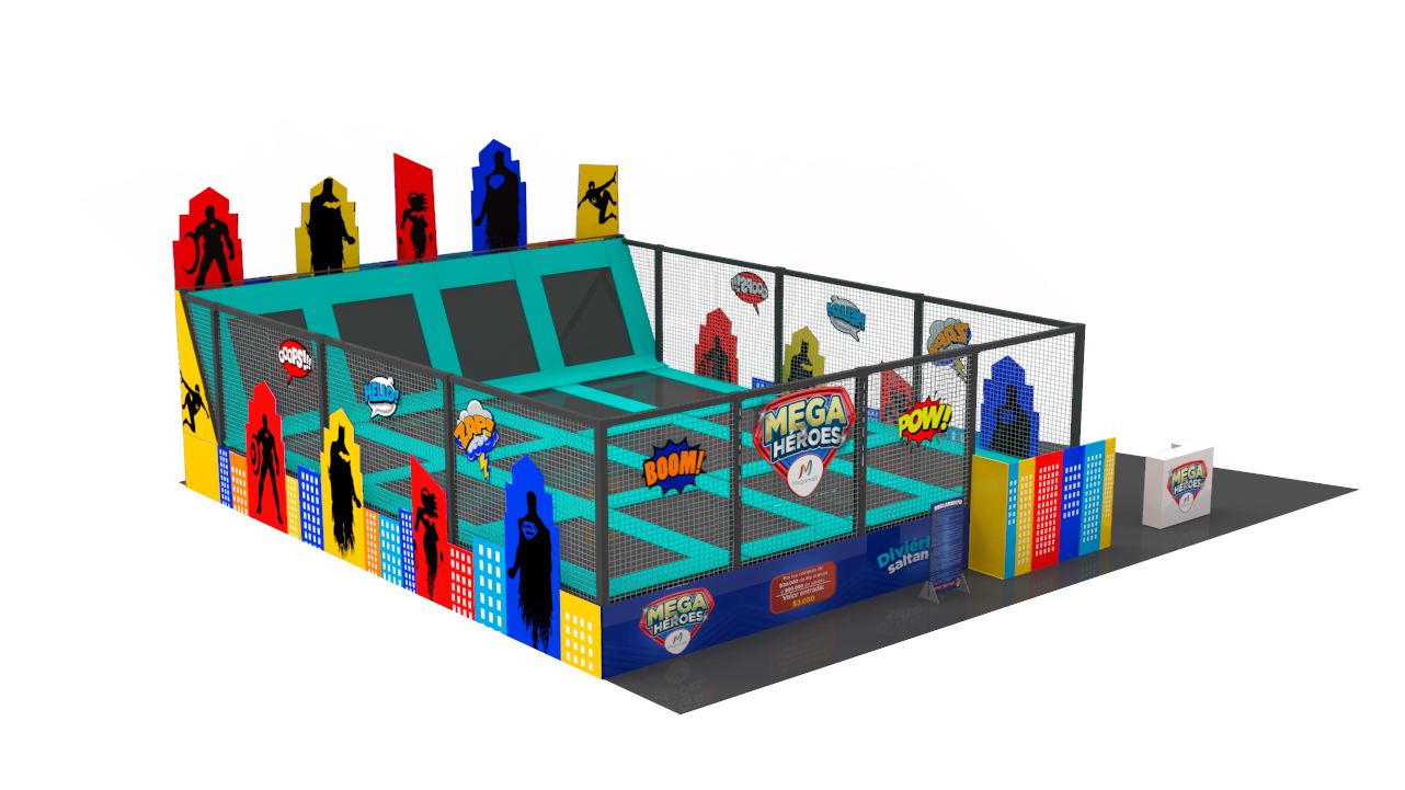 Interactive Adventure Zones, superhero trampoline park