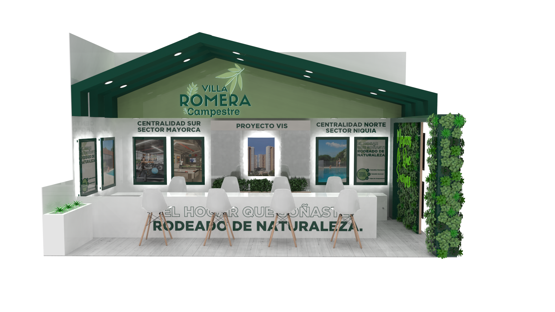 Villa Romera, exterior 3D perspective with branding