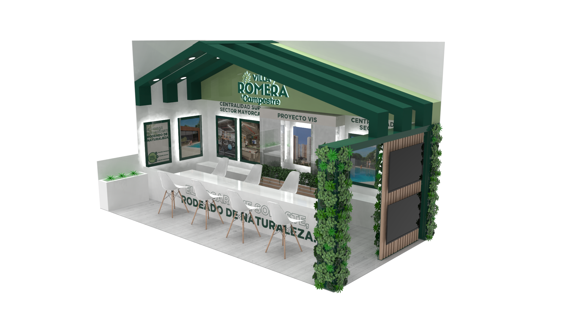 Villa Romera, aerial view of booth layout