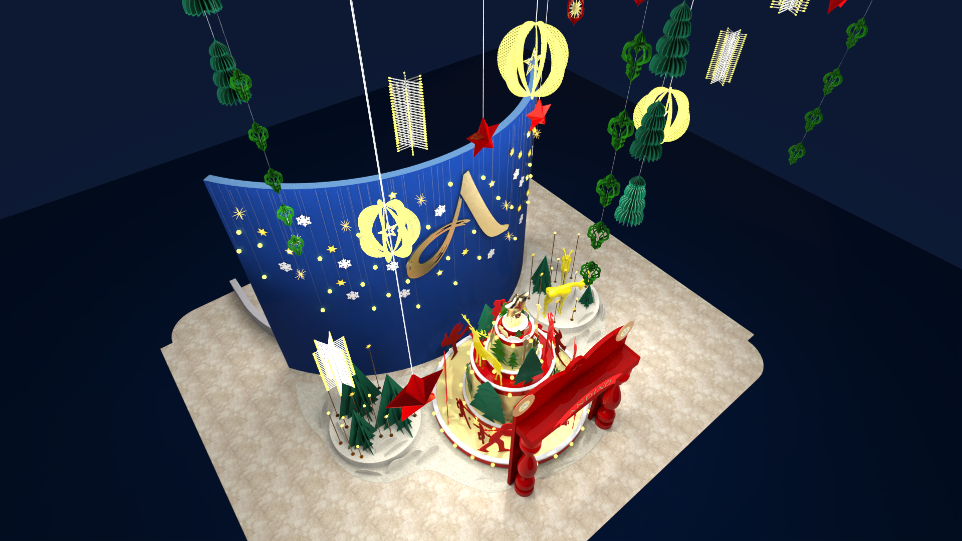 Glowing Season, aerial view of holiday set