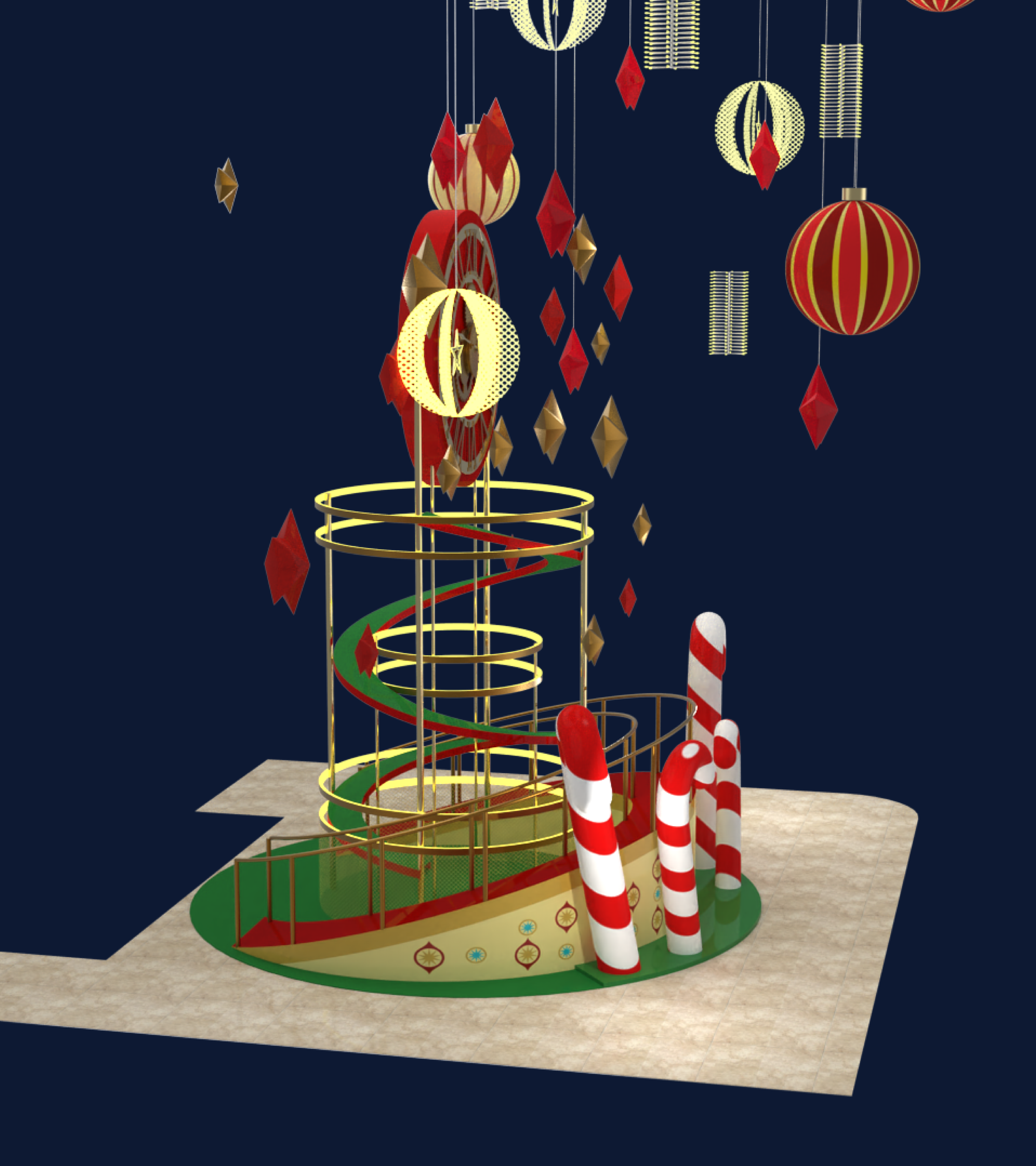 Glowing Season, candy cane tower detail
