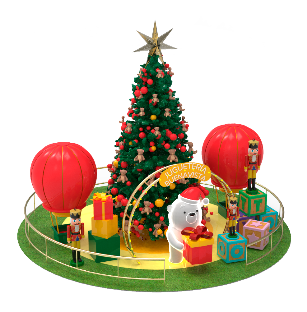 Toyland, Christmas tree with hot air balloons