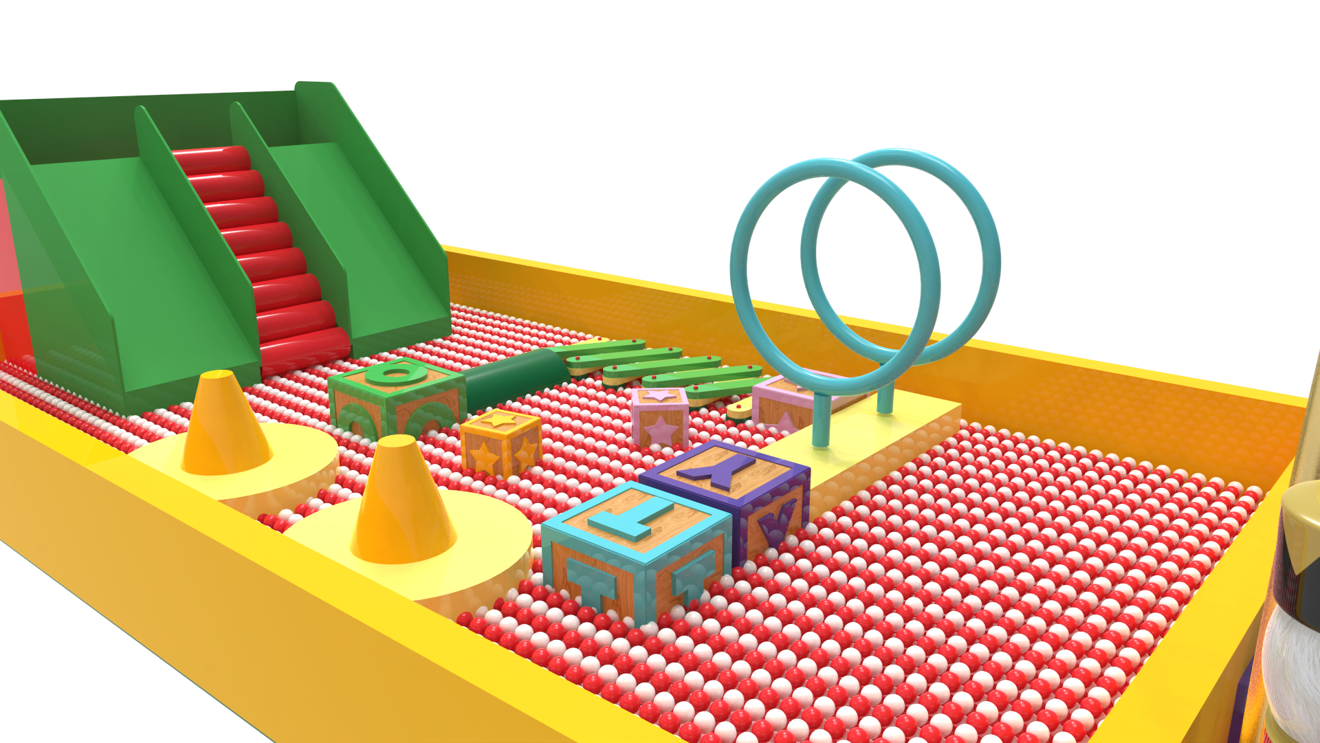 Toyland, ball pit detail with blocks