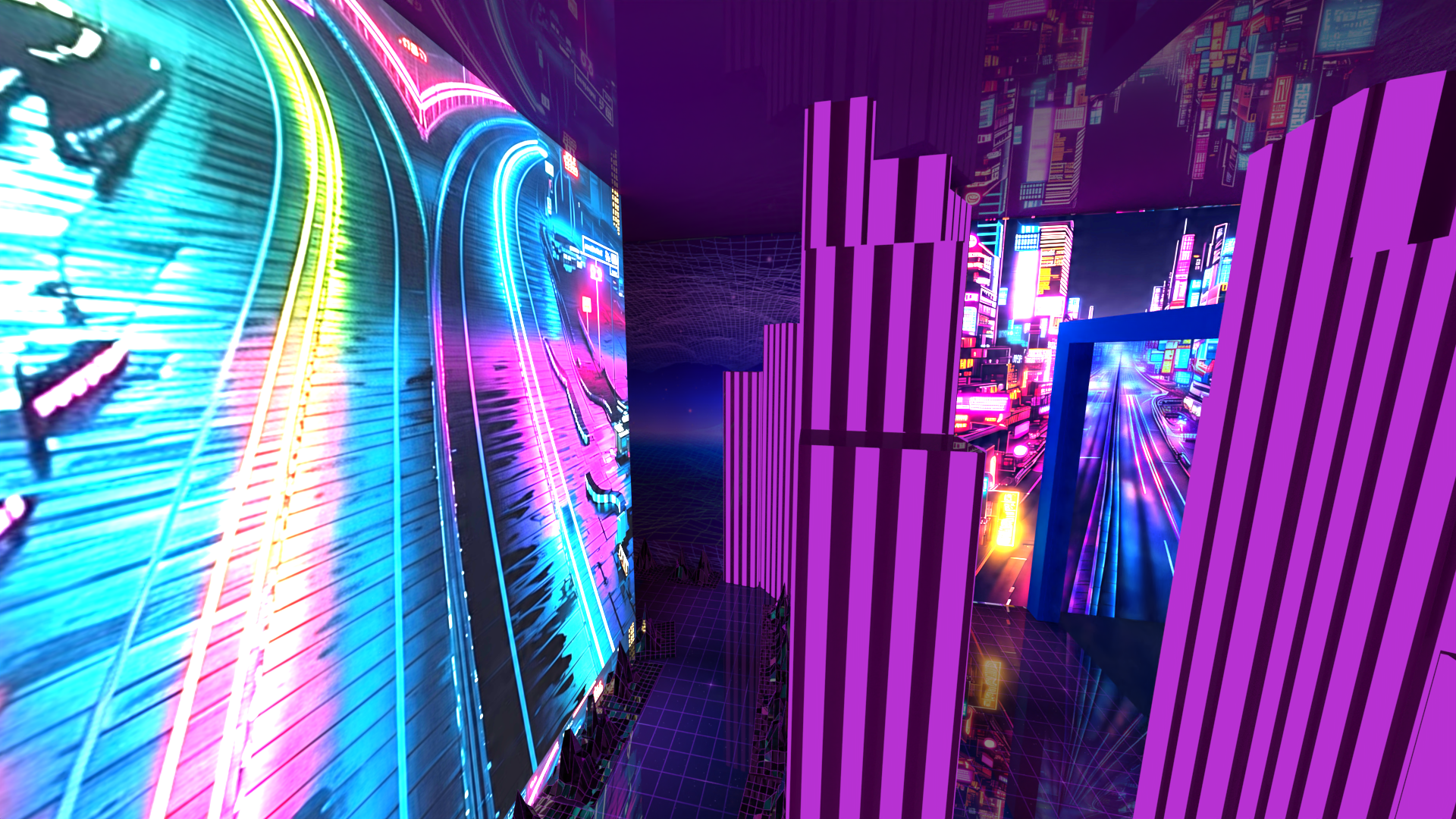 Retro Dreams |Cyberpunk cityscape corridor